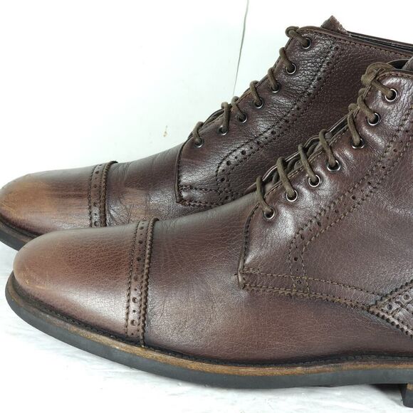 AQUATALIA Men\'s Carter US9,5 Brown Leather Lace-Up Cap Toe Ankle Boots main image 10